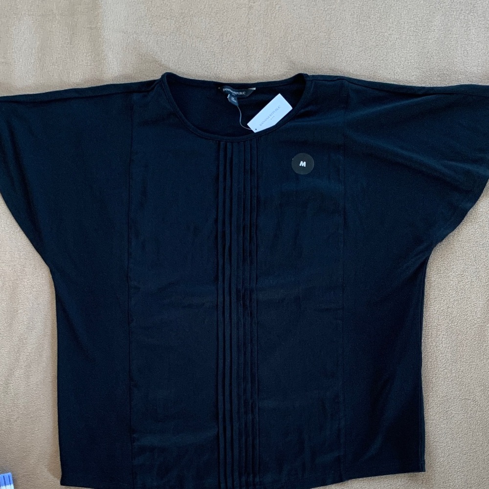 Banana Republic Black Pleated Front Tee